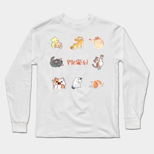 Adorable Cats and Kittens Sticker Pack Long Sleeve T-Shirt